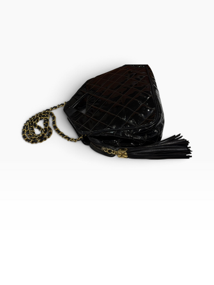 Chanel - sac cuir vernis noir vintage
