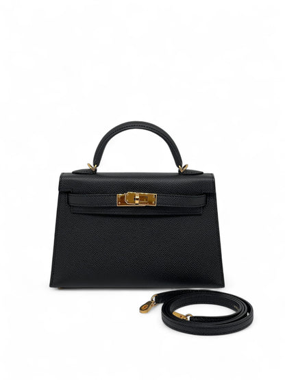Hermès - Sac Mini Kelly Noir cuir Epsom