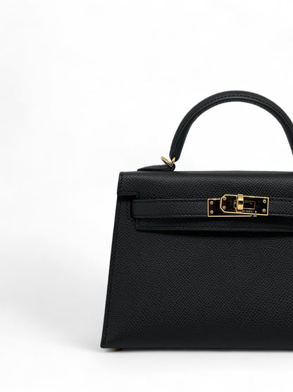 Hermès - Sac Mini Kelly Noir cuir Epsom