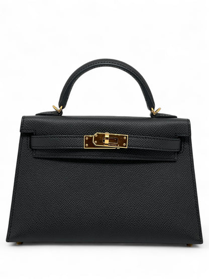 Hermès - Sac Mini Kelly Noir cuir Epsom