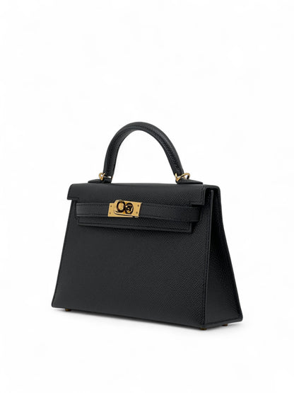 Hermès - Sac Mini Kelly Noir cuir Epsom