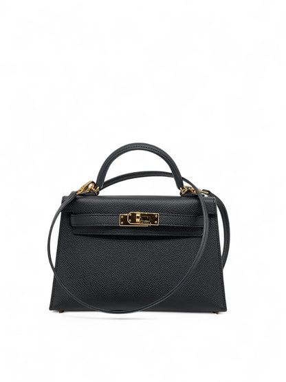 Hermès - Sac Mini Kelly Noir cuir Epsom