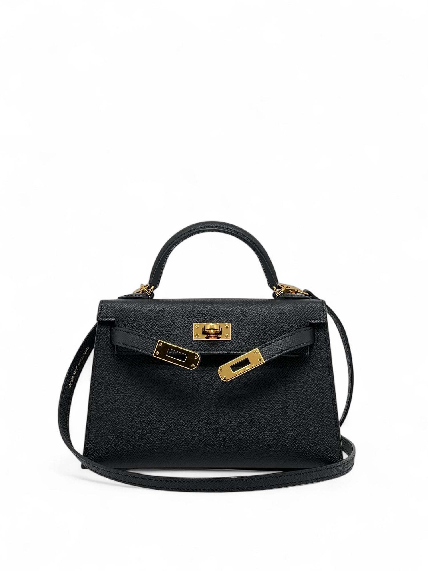 Hermès - Sac Mini Kelly Noir cuir Epsom