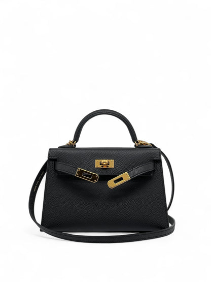 Hermès - Sac Mini Kelly Noir cuir Epsom