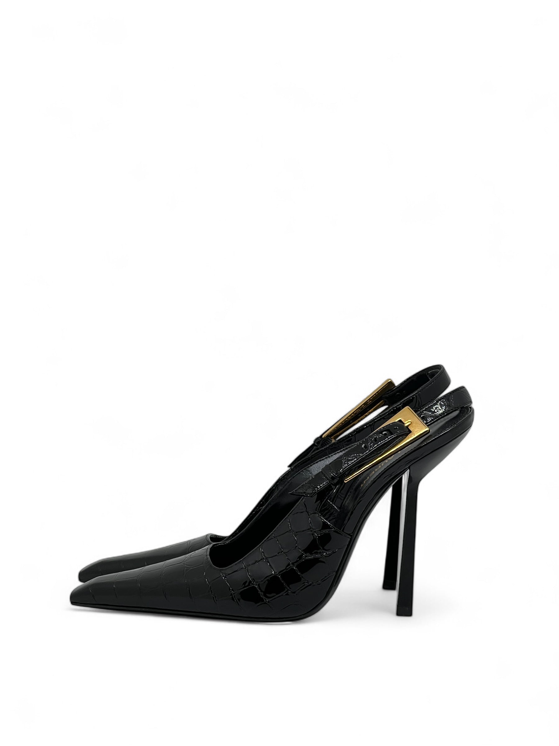 Saint Laurent - Lee Slingbacks en cuir embossé crocodile T39