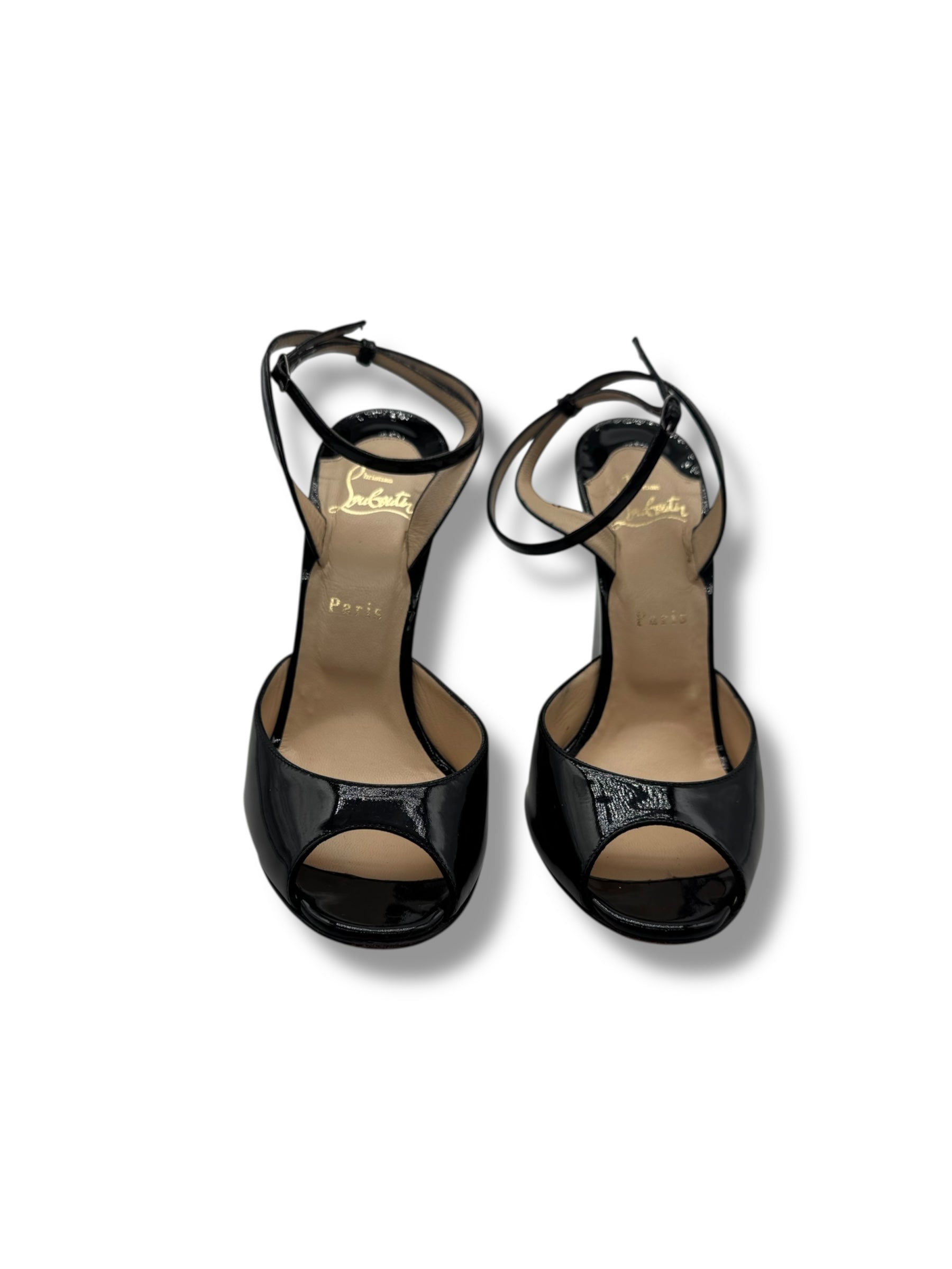 Louboutin - Schwarzer Lack Keilabsatz Gr. 39,5