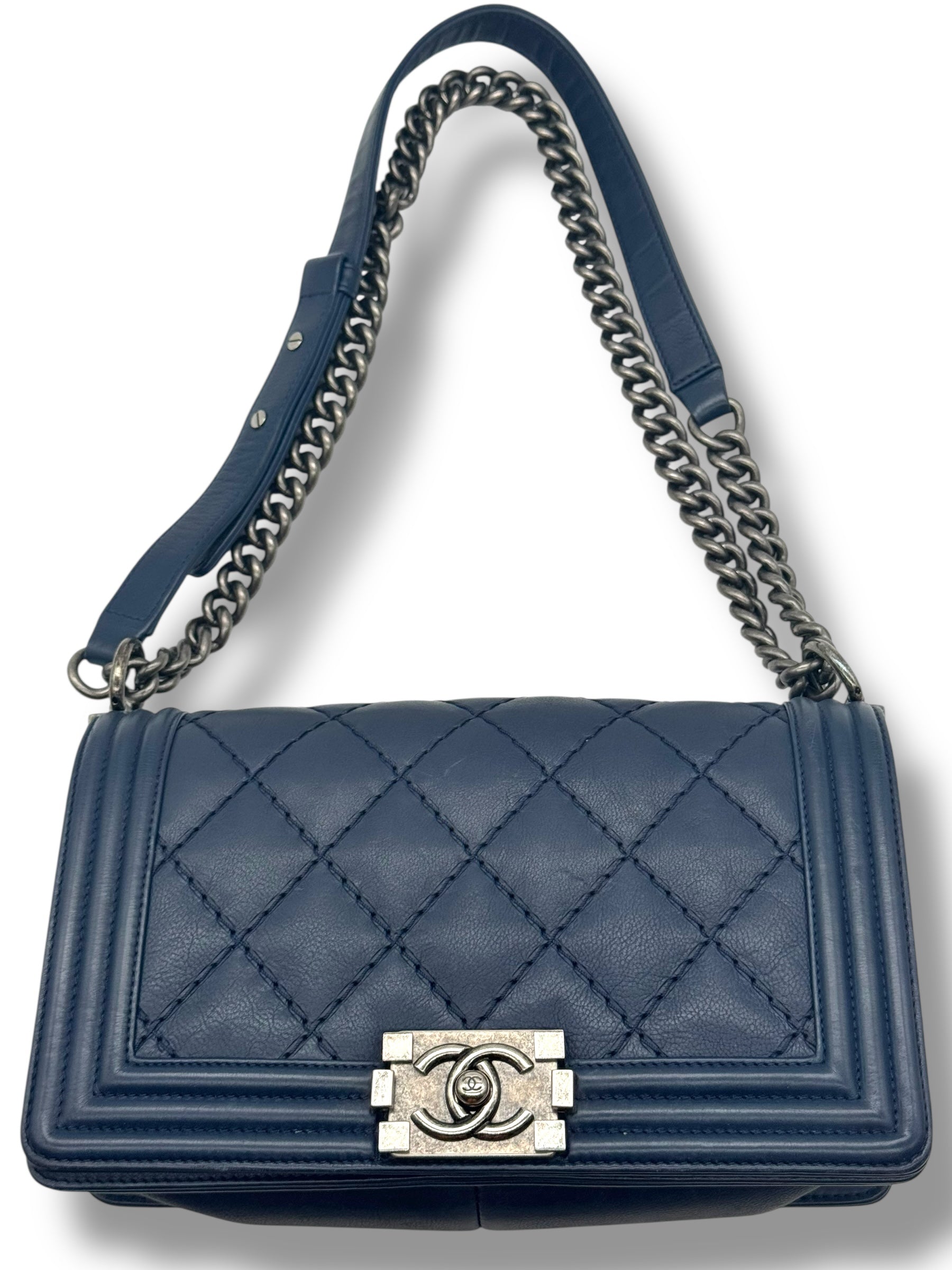 Chanel - Sac boy bleu marine
