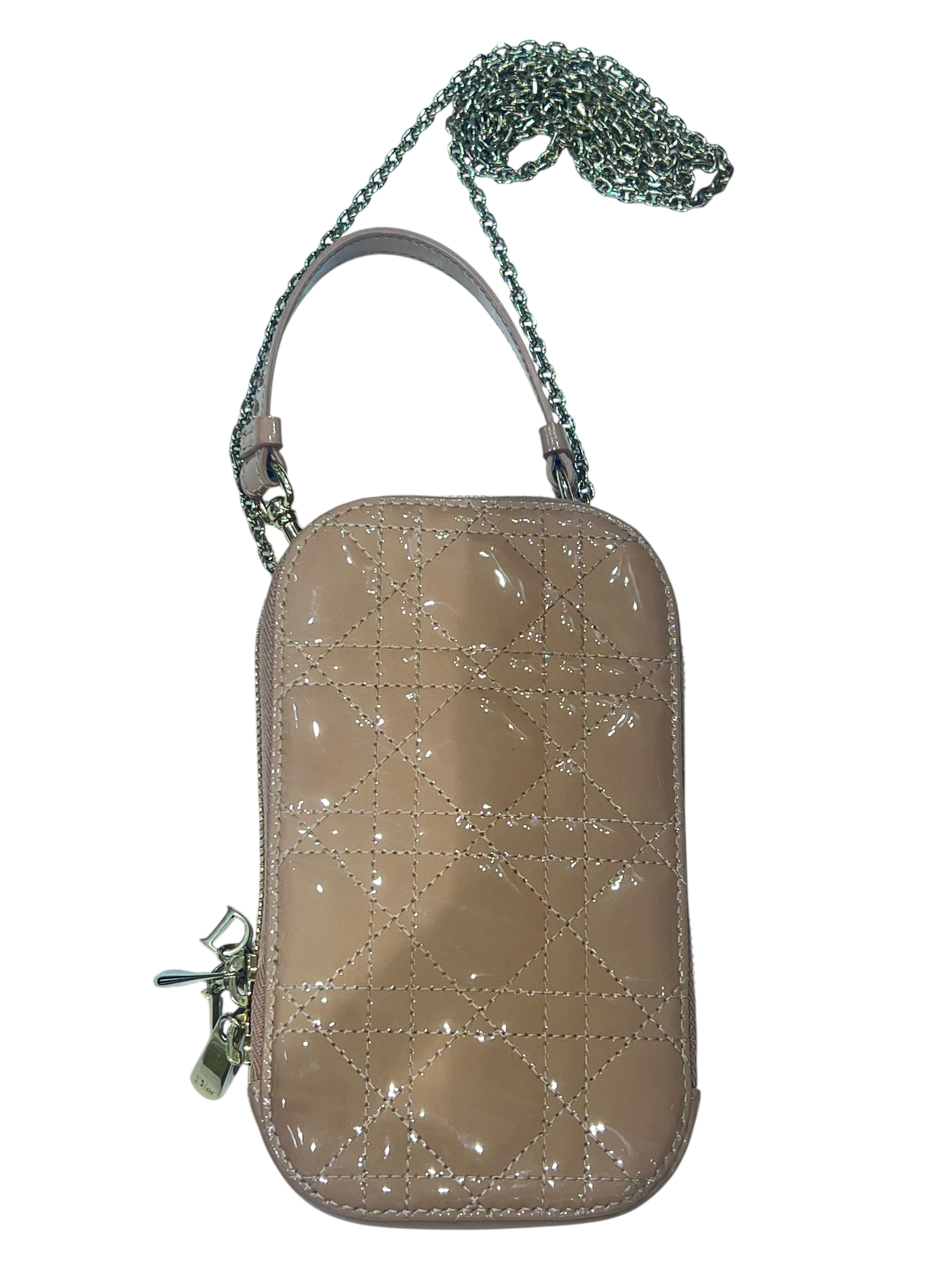 Dior - sac calling cuir verni nude