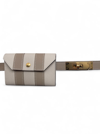 Hermès - Ceinture Kelly Pocket Bayadère 18, trench/craie