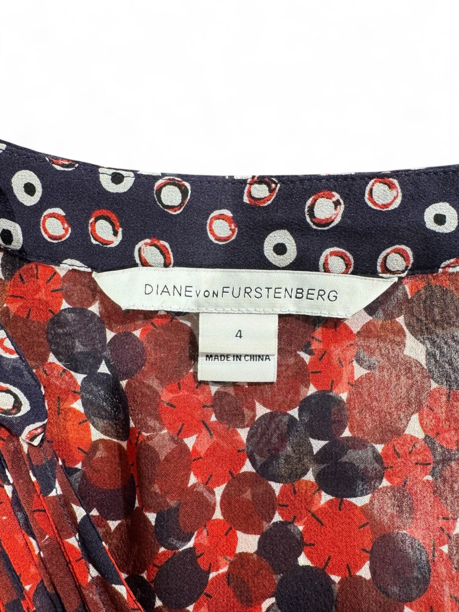 DVF Diane VanFurstenberg - Robe à motif rouge et bleu T4