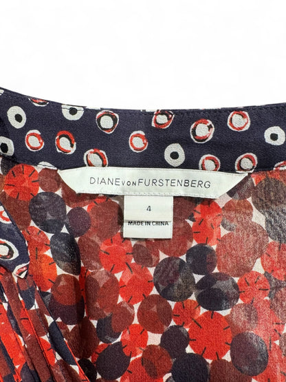 DVF Diane VanFurstenberg - Vestito a motivo rosso e blu T4
