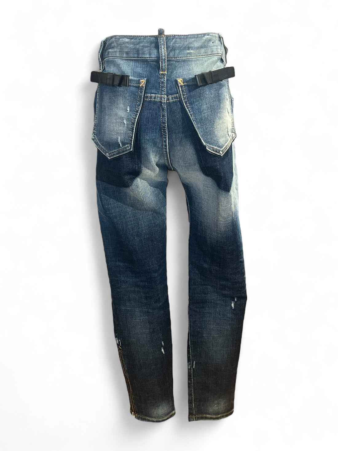 Dsquared - Jean délavé nœud cuir et zip bas T40