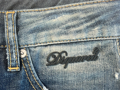 Dsquared - 色あせた革ひもと裾ジッパー付きジーンズ T40