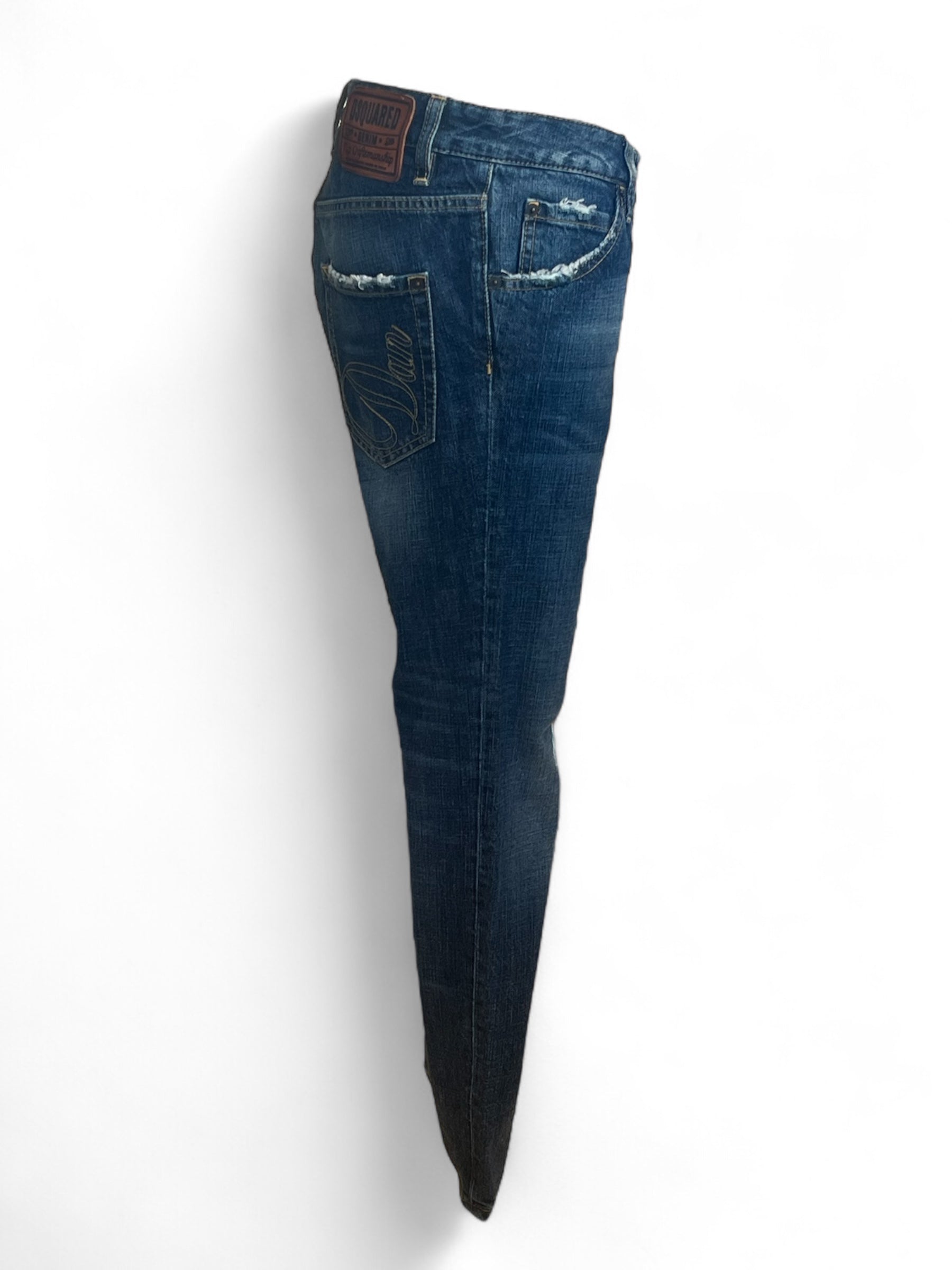 Dsquared - Jean bleu plaque cuir derrière T40