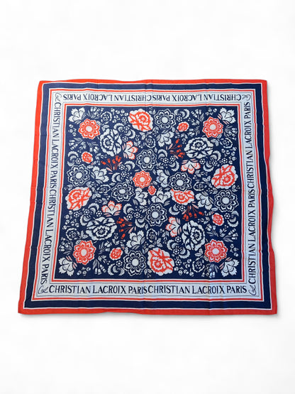 Christian LACROIX - Carré bleu et rouge 100% coton