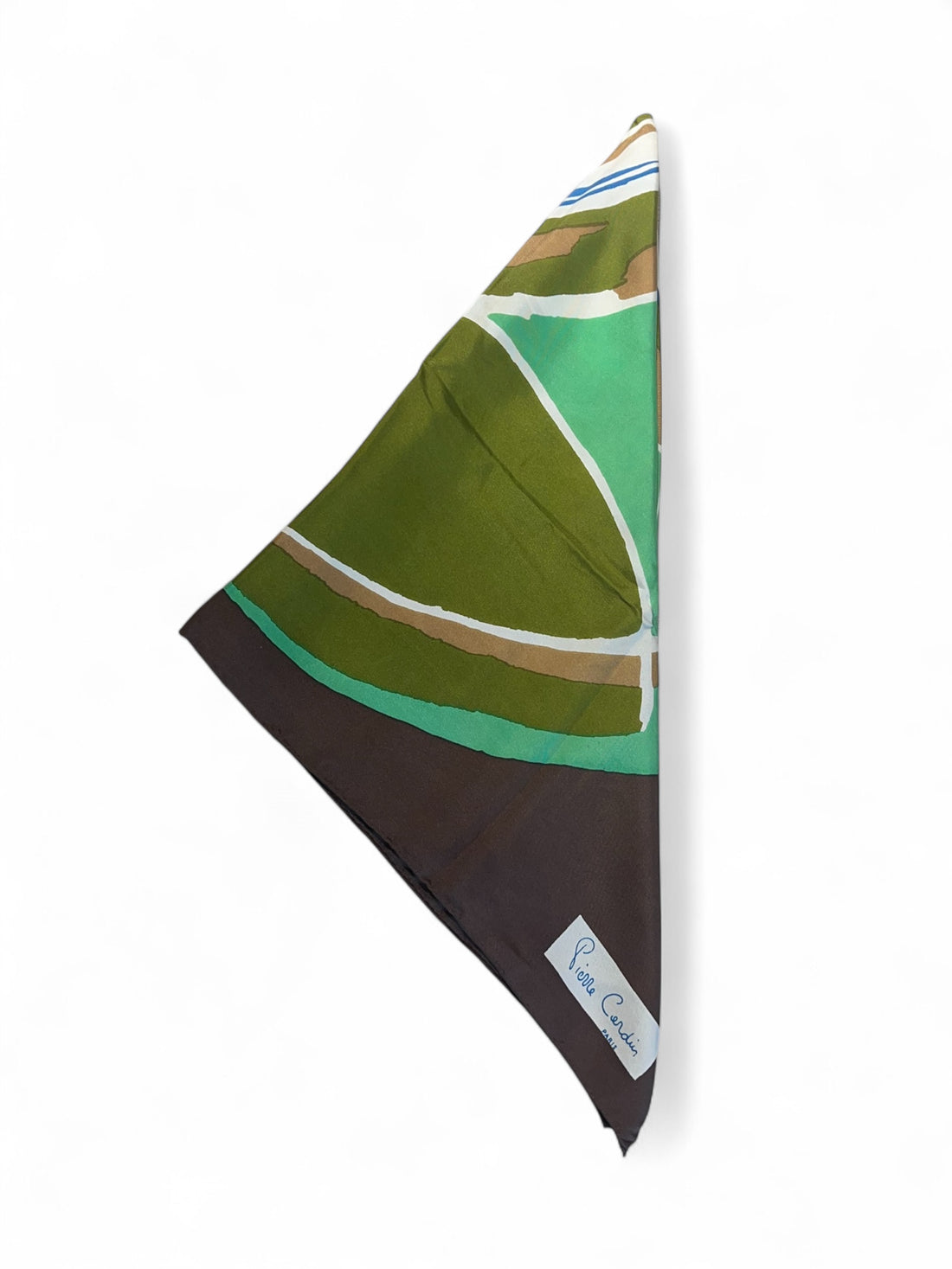 Pierre Cardin - Carré en soie marron et vert