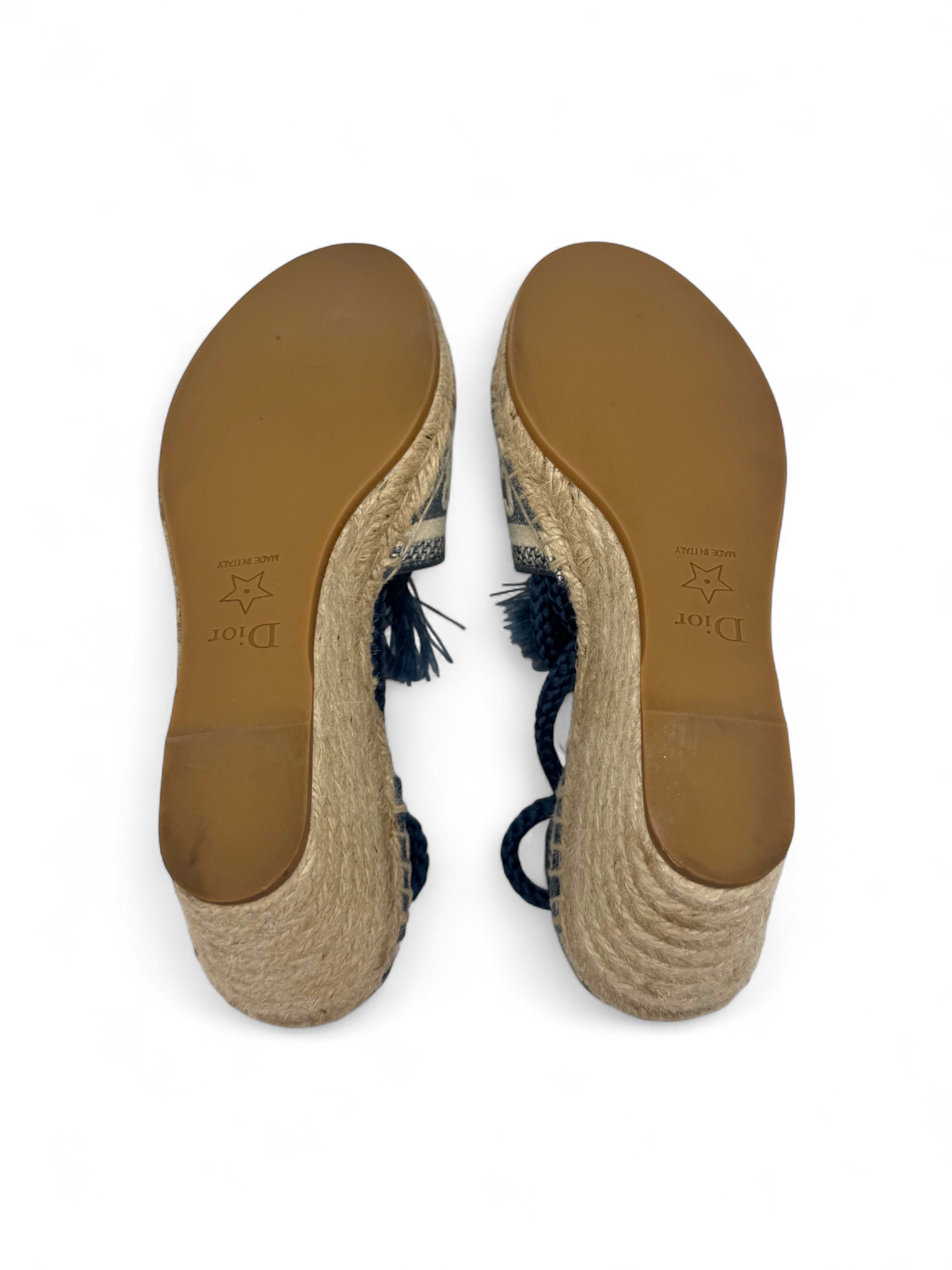 Dior - Espadrille compensée Grandville bleu T36