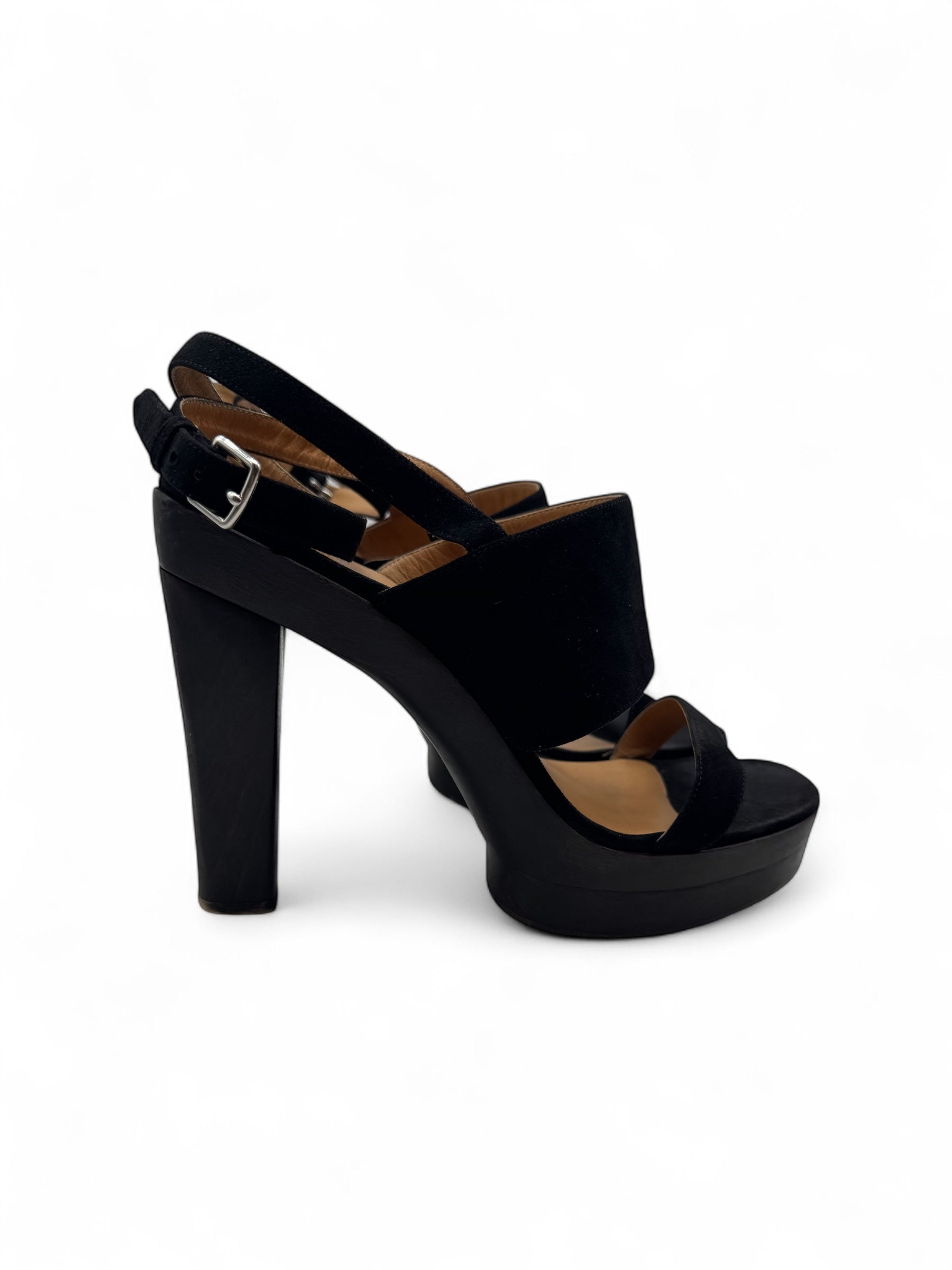 Hermès - Escarpin à talon noir et bois T39