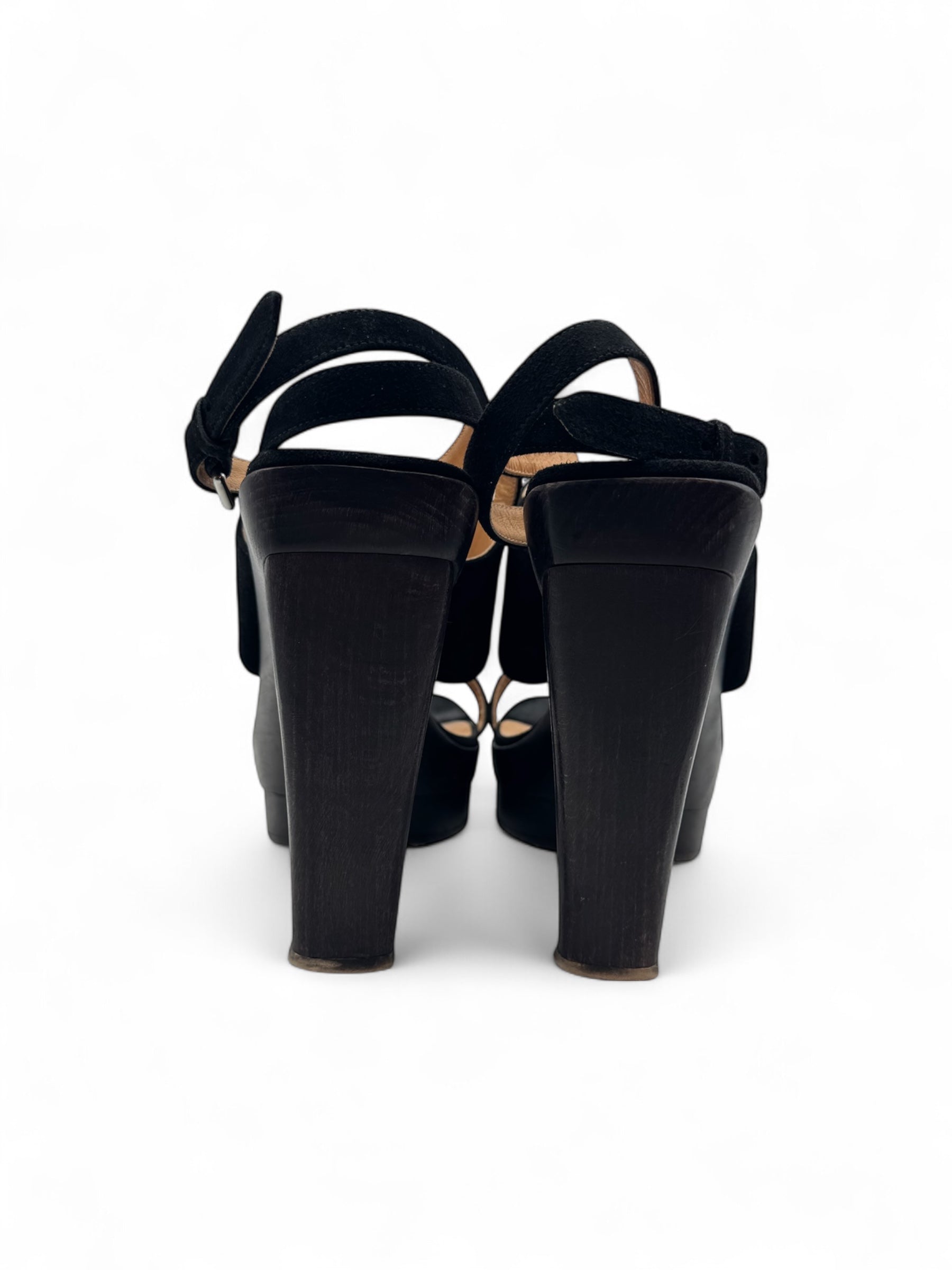 Hermès - Escarpin à talon noir et bois T39