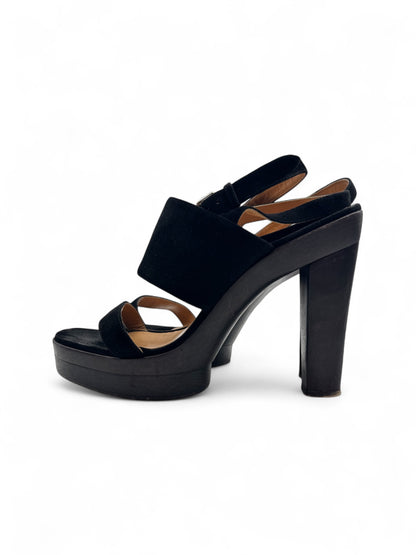 Hermès - Escarpin à talon noir et bois T39