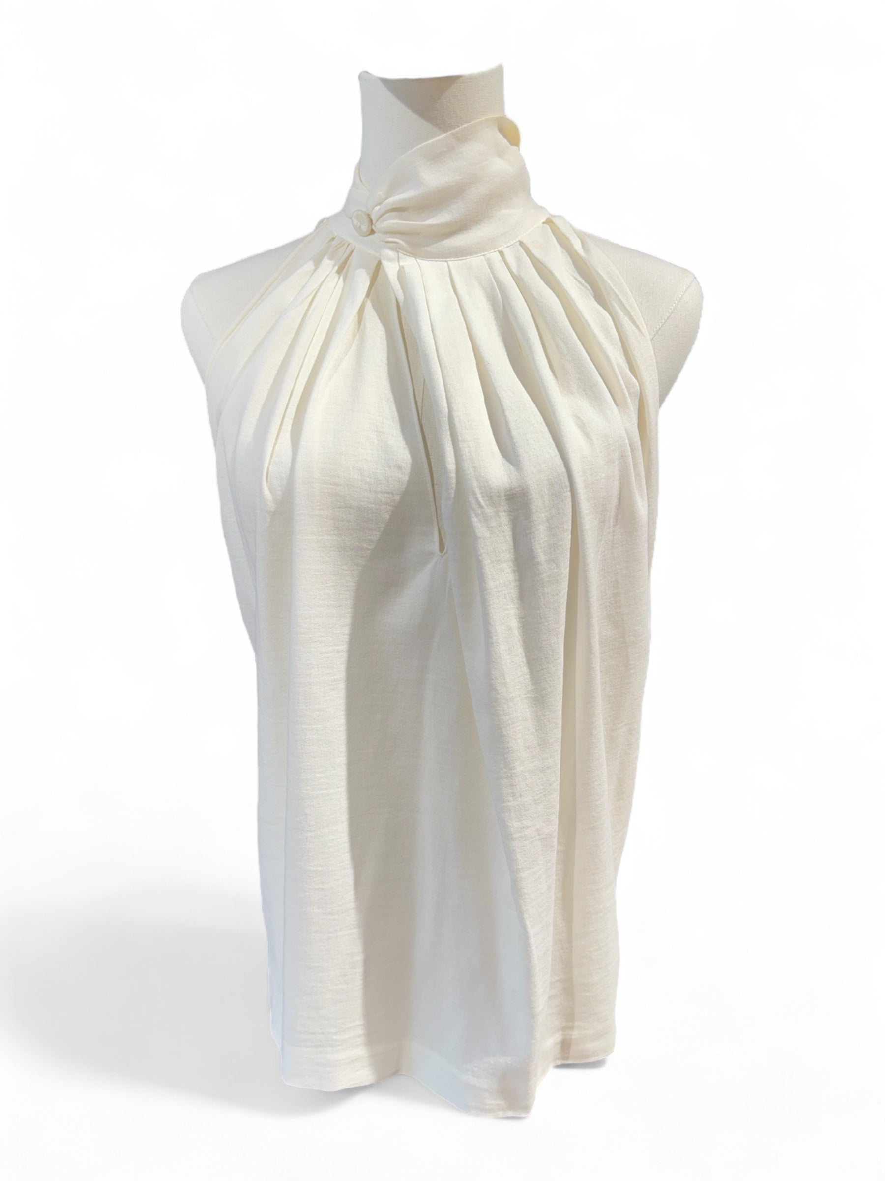Hermès - Top bianco con collo T42