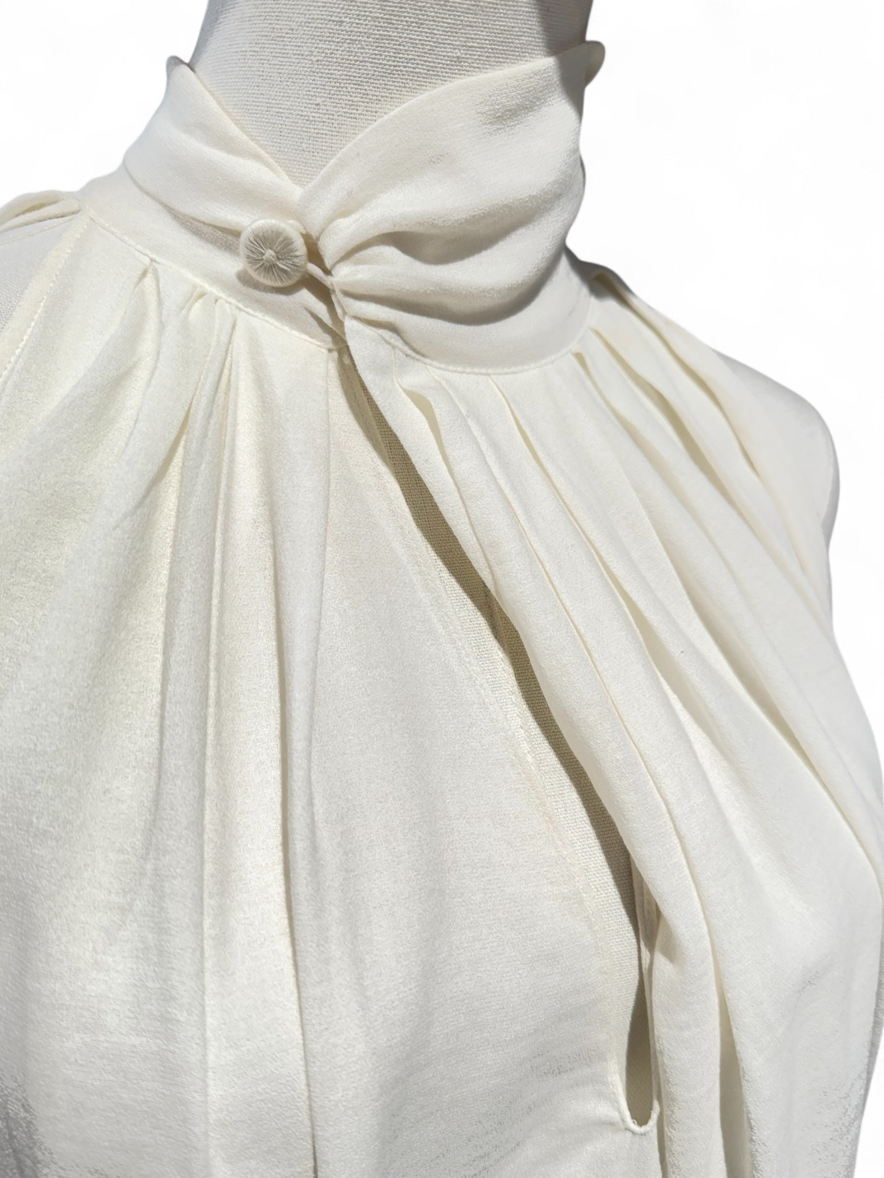 Hermès - Top bianco con collo T42