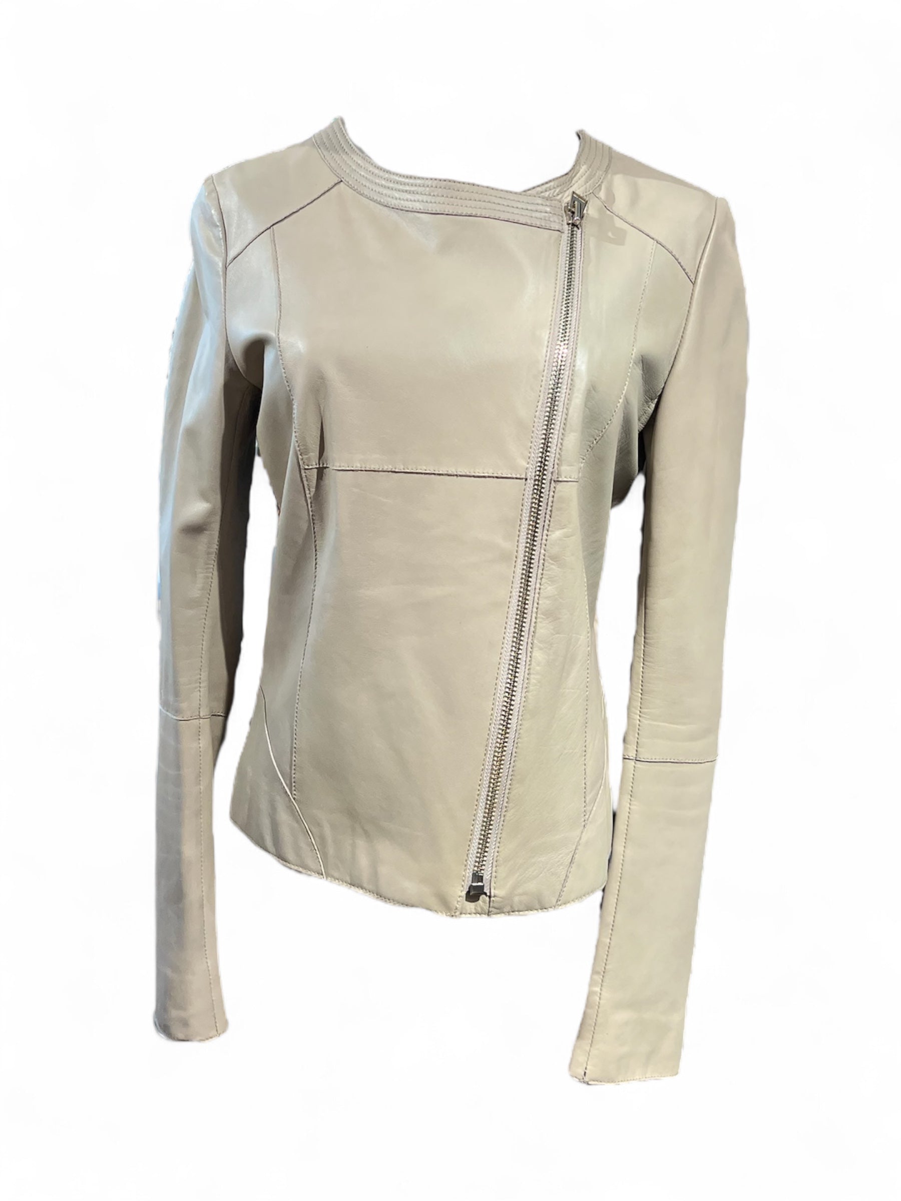 Hotel particulier - Beige leather jacket, size 38