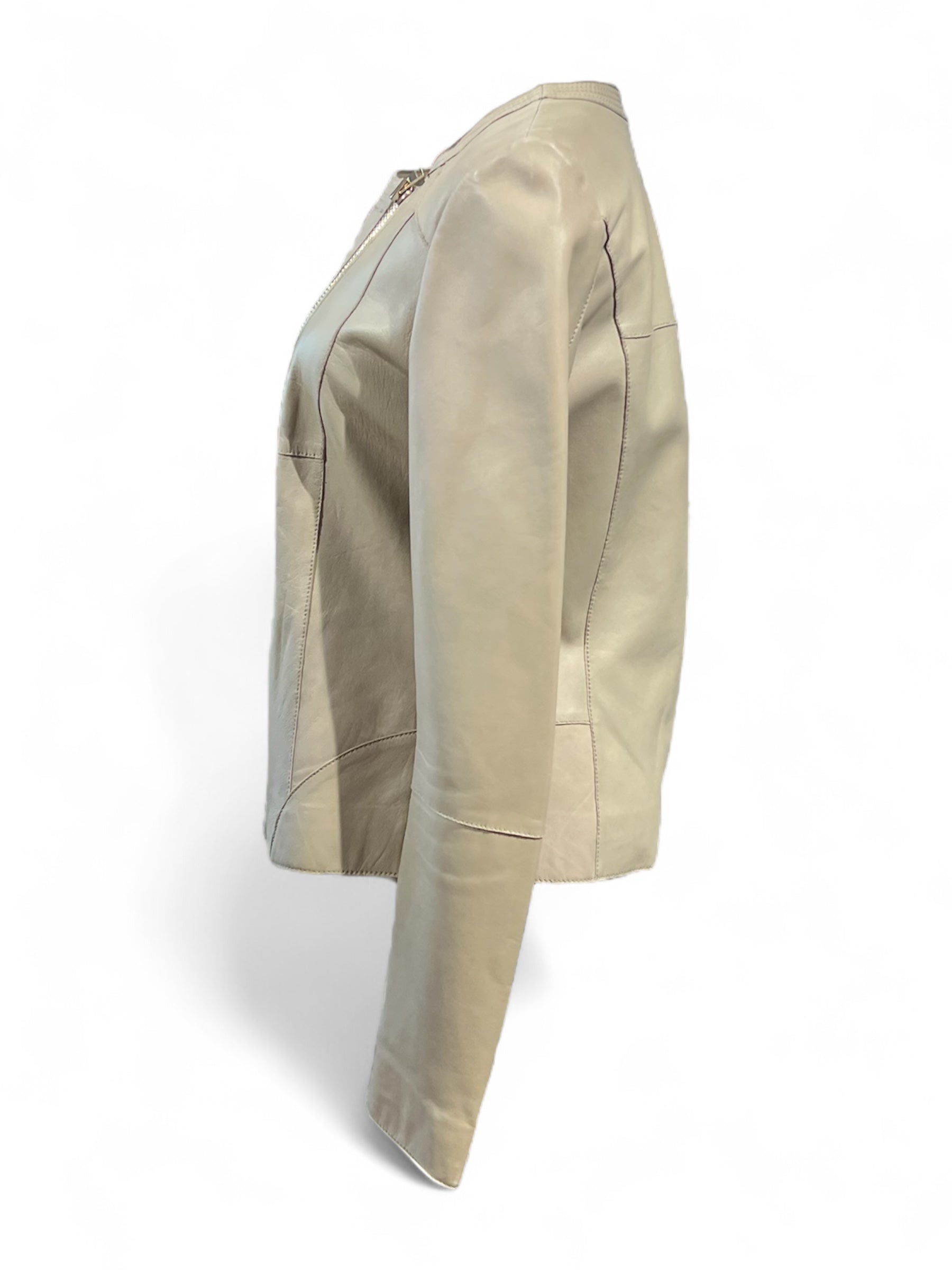 Hotel particulier - Beige leather jacket, size 38