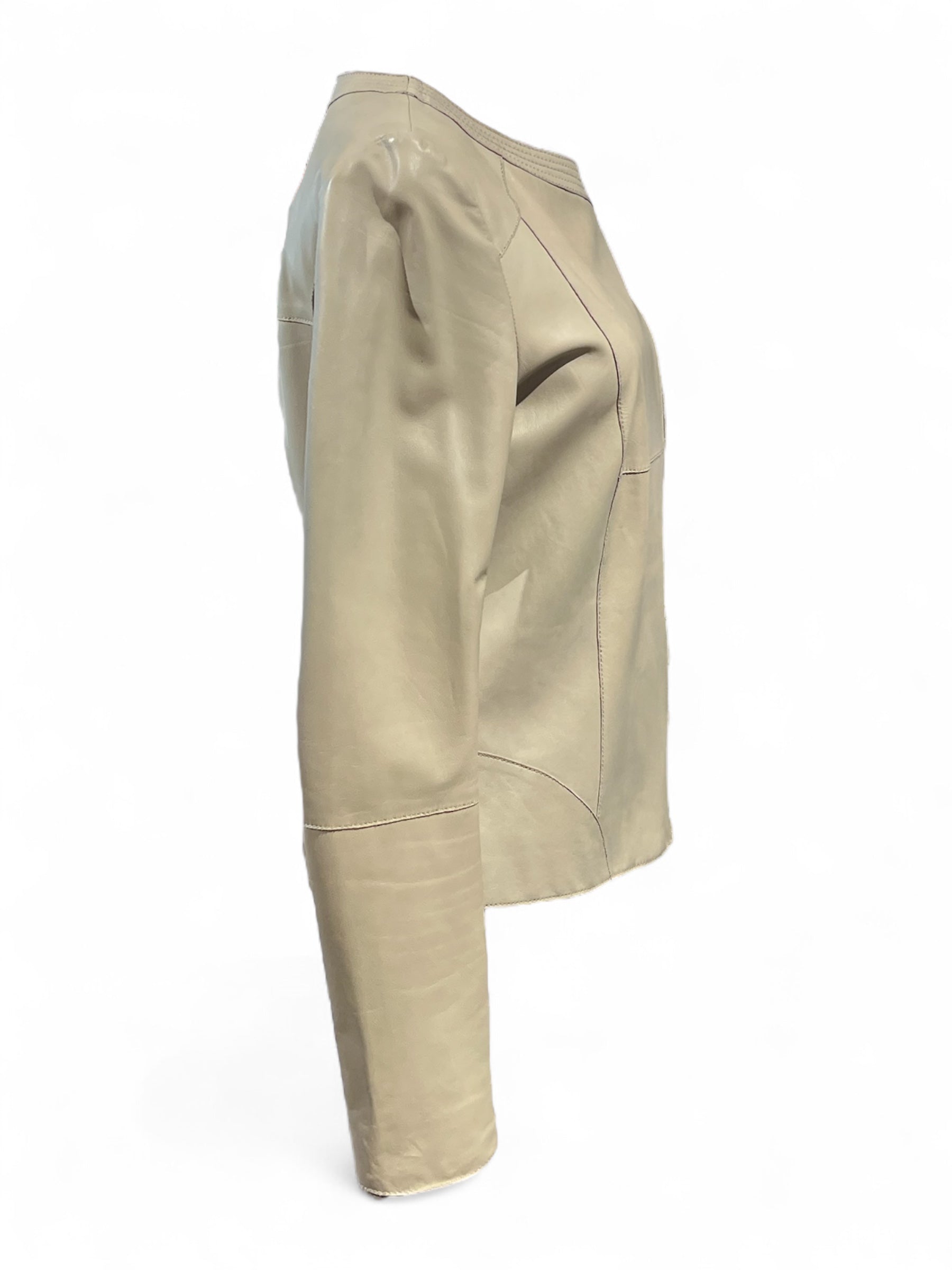 Hotel particulier - Beige leather jacket, size 38