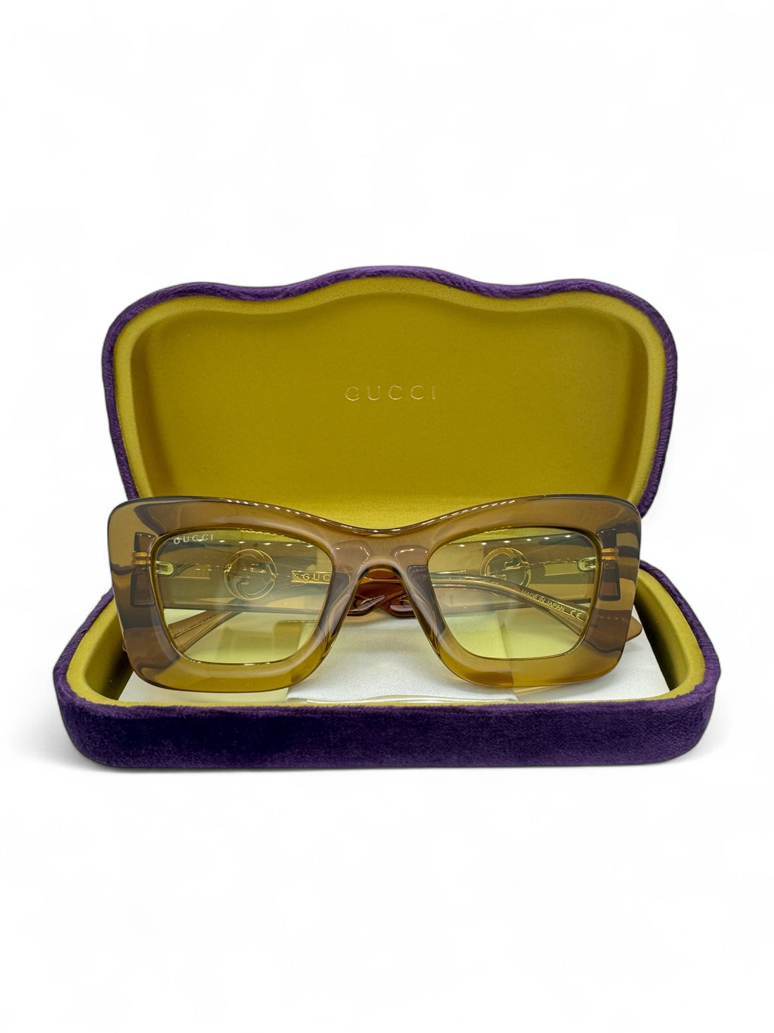 Gucci - Lunettes de soleil jaune en transparence