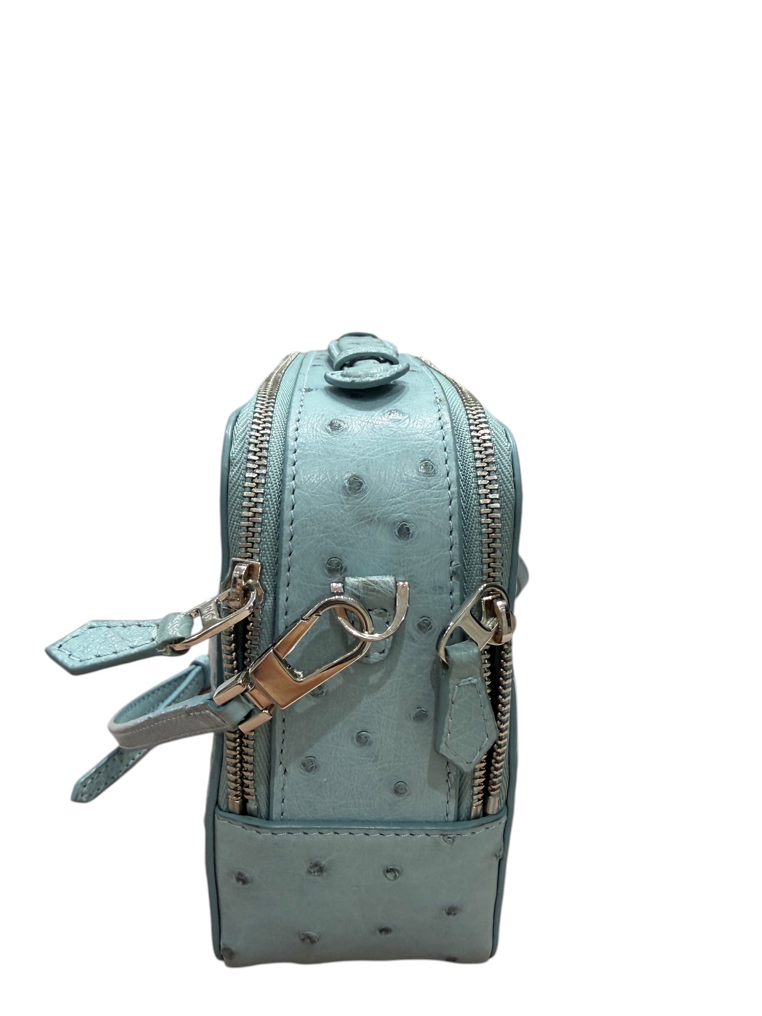 Loro Piana - Sac vanity en autruche bleu