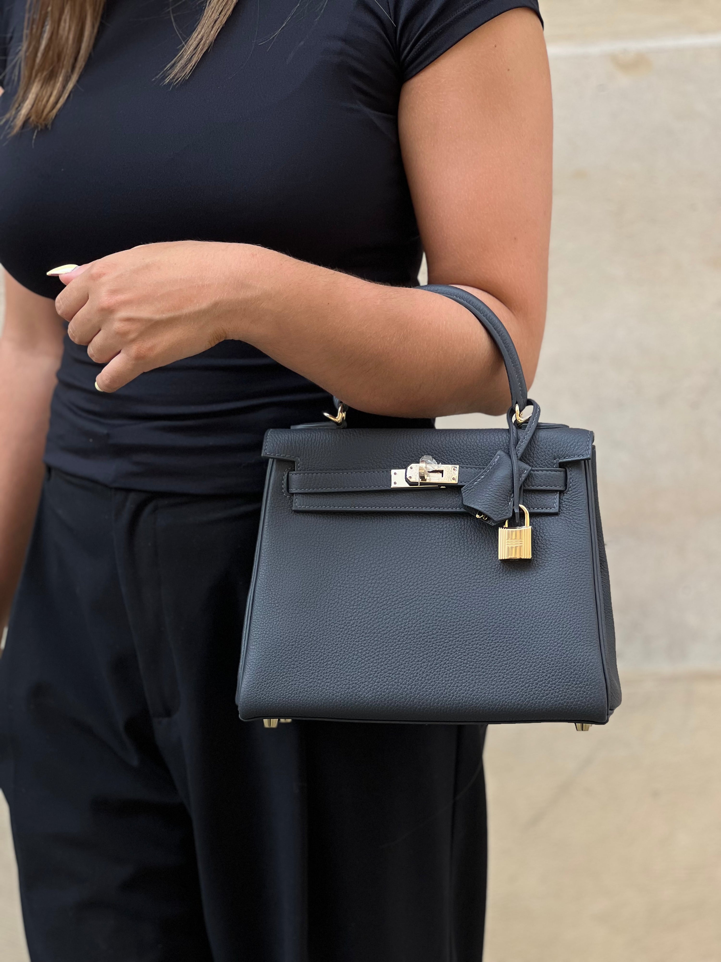 Hermès - Kelly-Tasche 25 Zinn Grau
