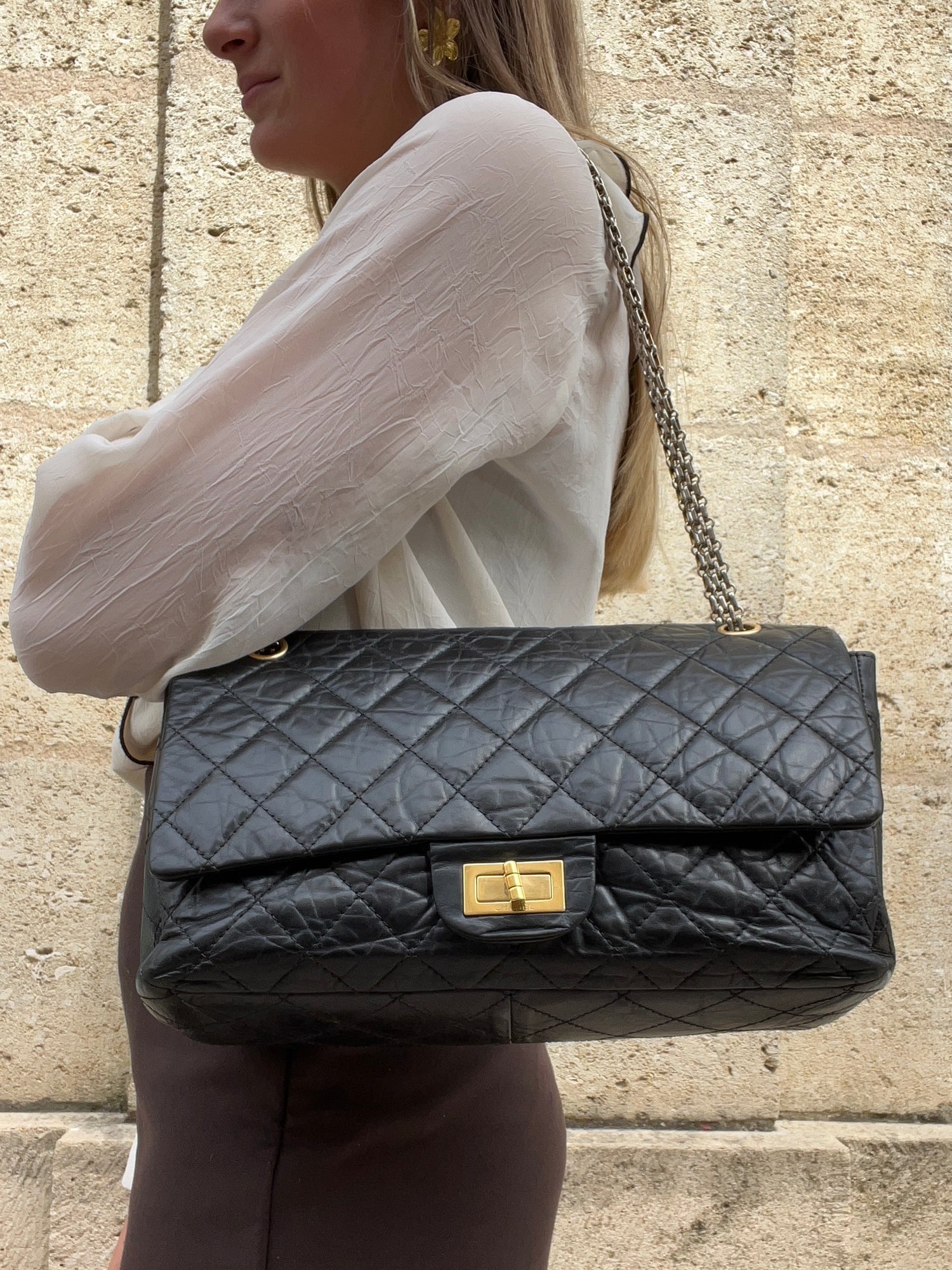 Chanel - Maxi-Tasche 2.55 Schwarz