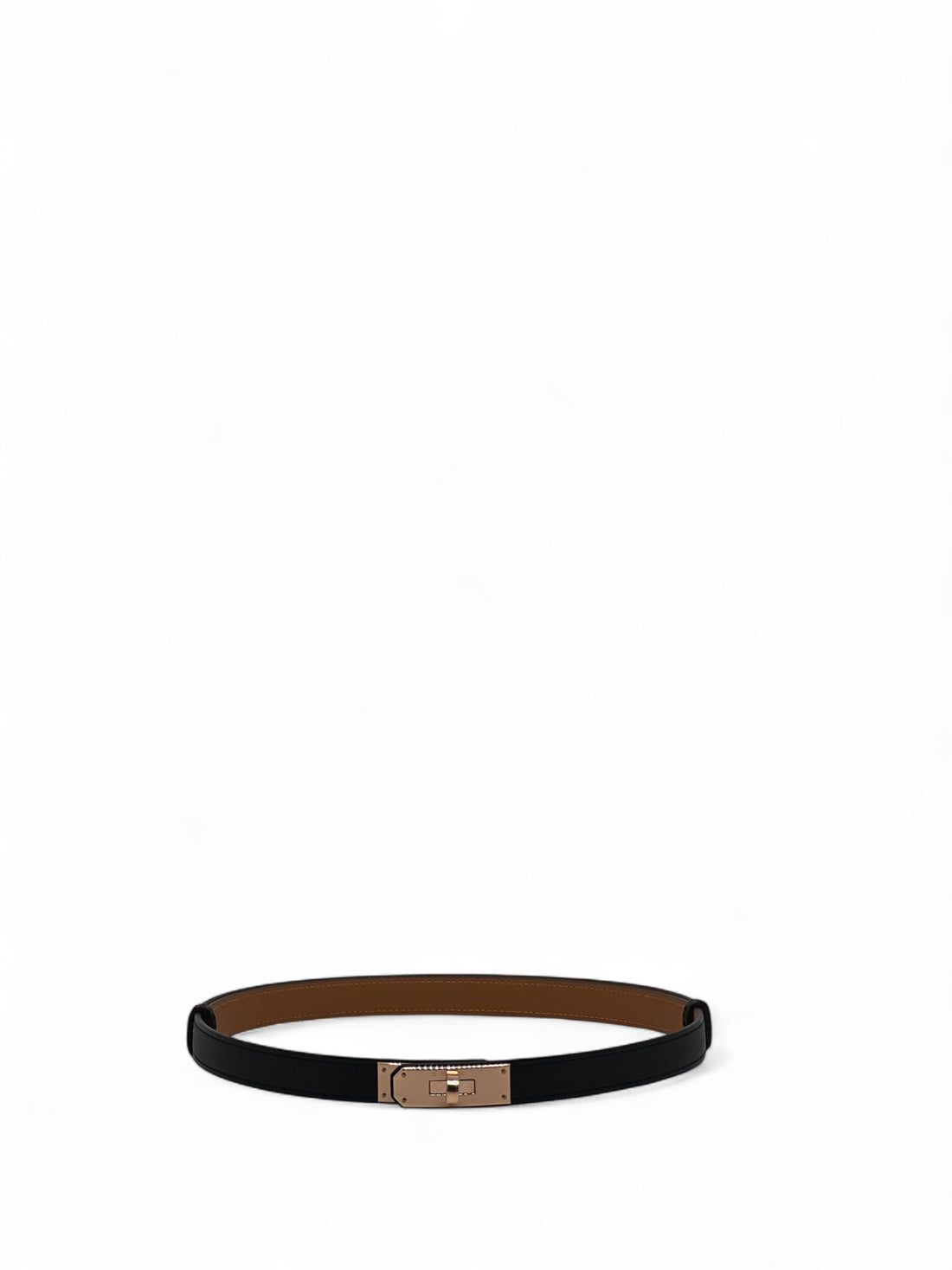 Hermès - Ceinture Kelly noir finition rose gold