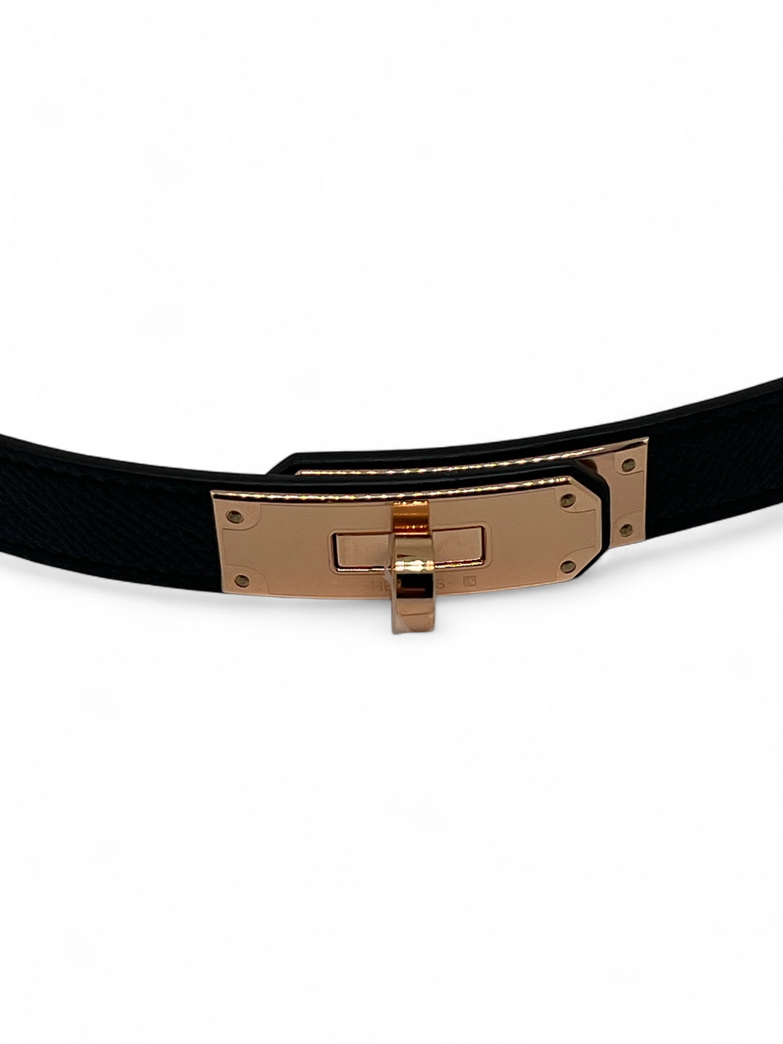 Hermès - Ceinture Kelly noir finition rose gold
