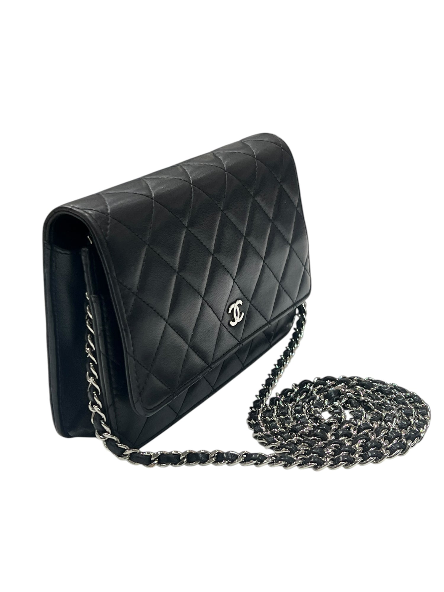 Chanel - wallet on chain classique cuir noir bijouterie argentée