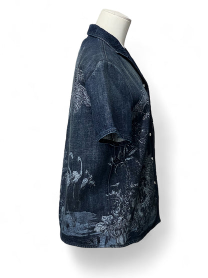 Christian Dior - Veste en jean à imprimé palmiers T34