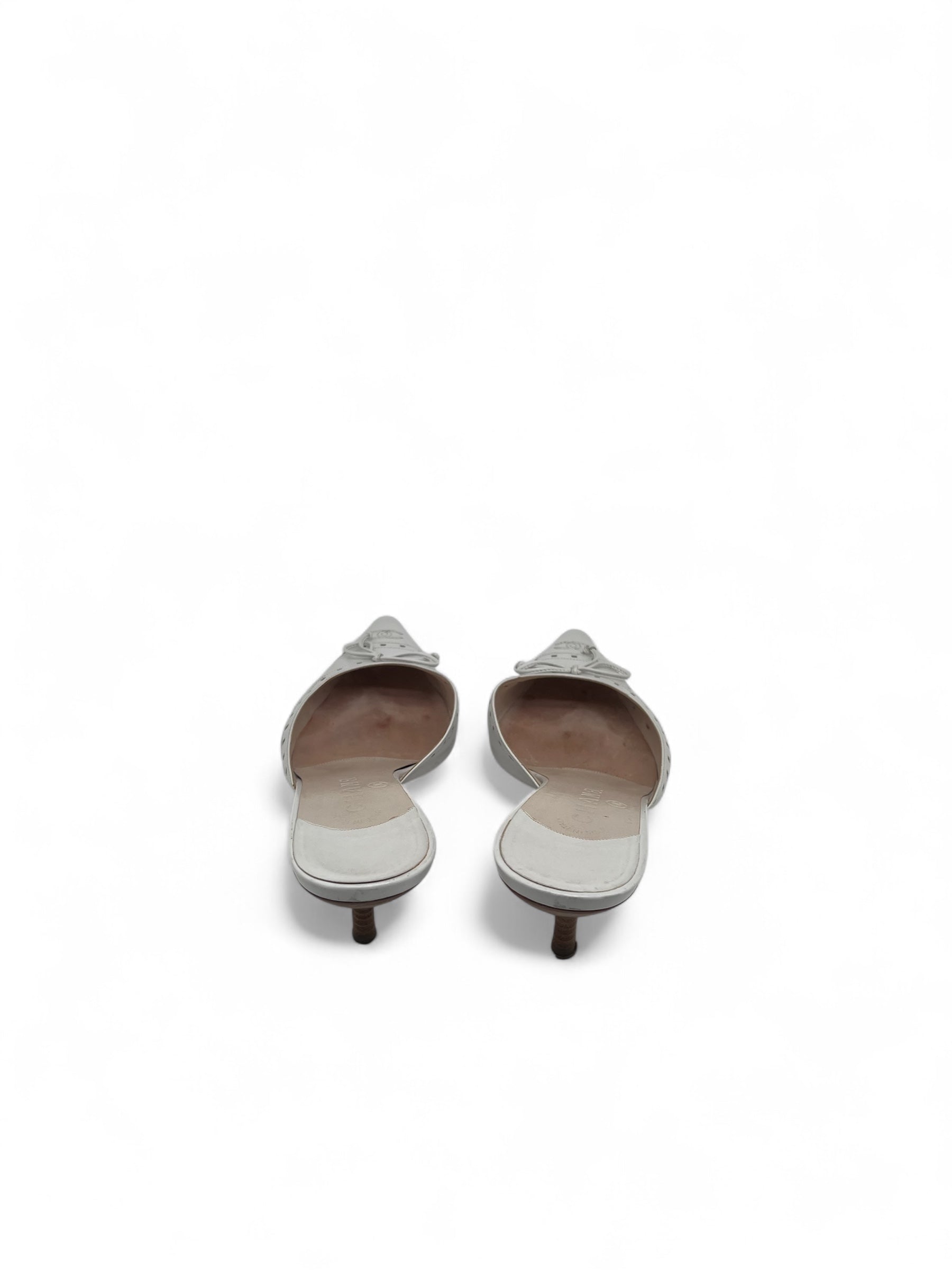 Chanel - Weiße Absatzpantoffeln Größe 39,5