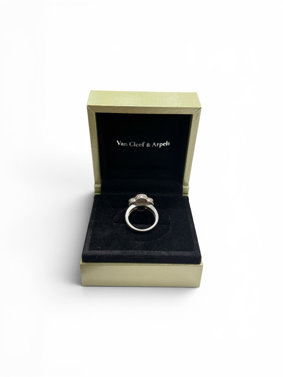 Van Cleef & Arpels - Bague Vintage Alhambra Nacre, Diamant et Or Blanc