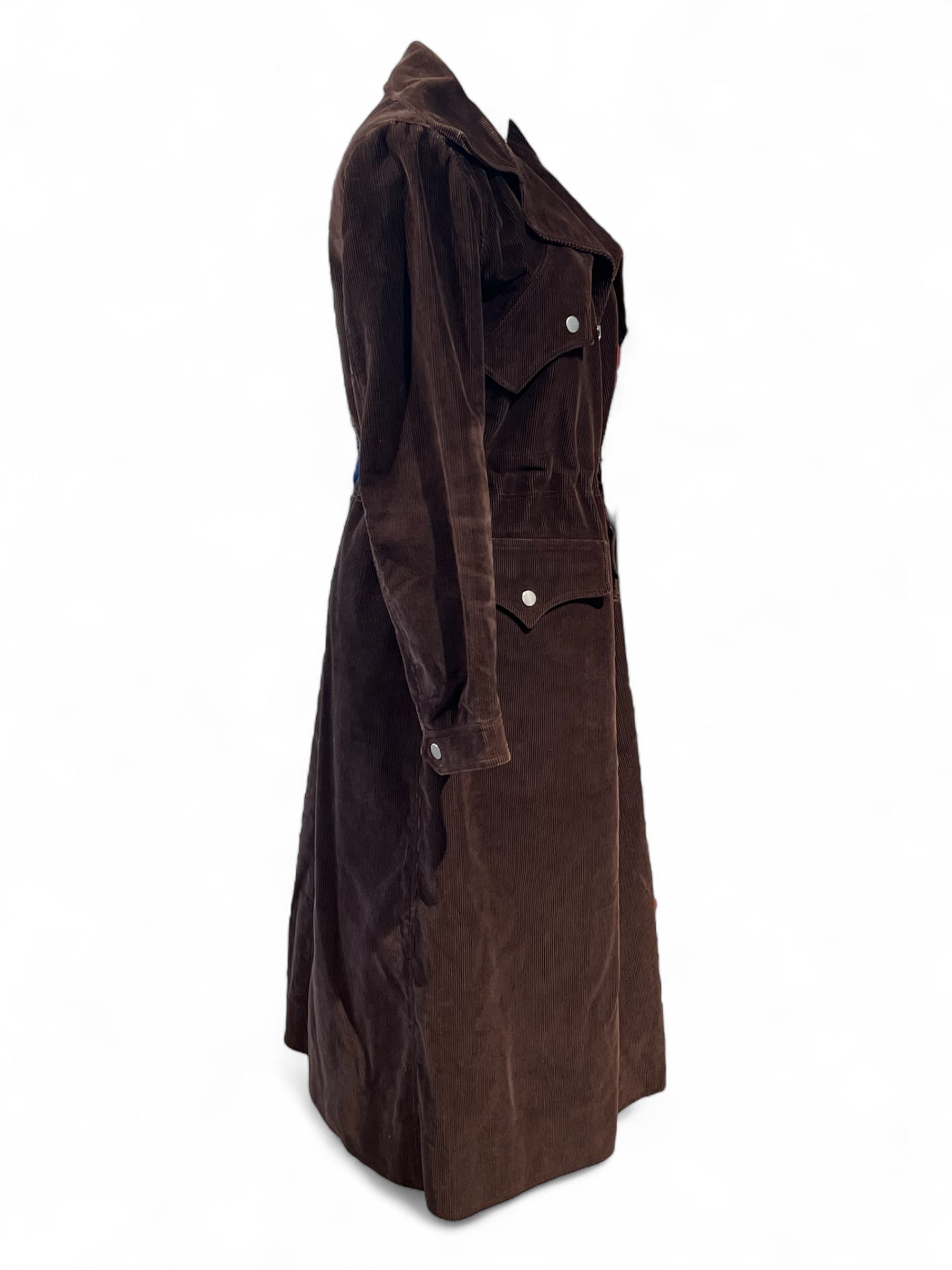 Courrèges - Manteau long en velours marron T34