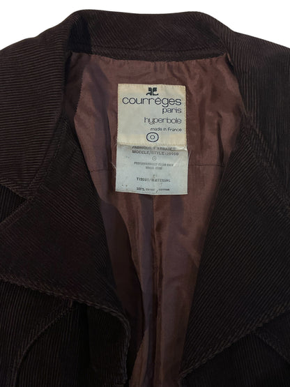 Courrèges - Manteau long en velours marron T34