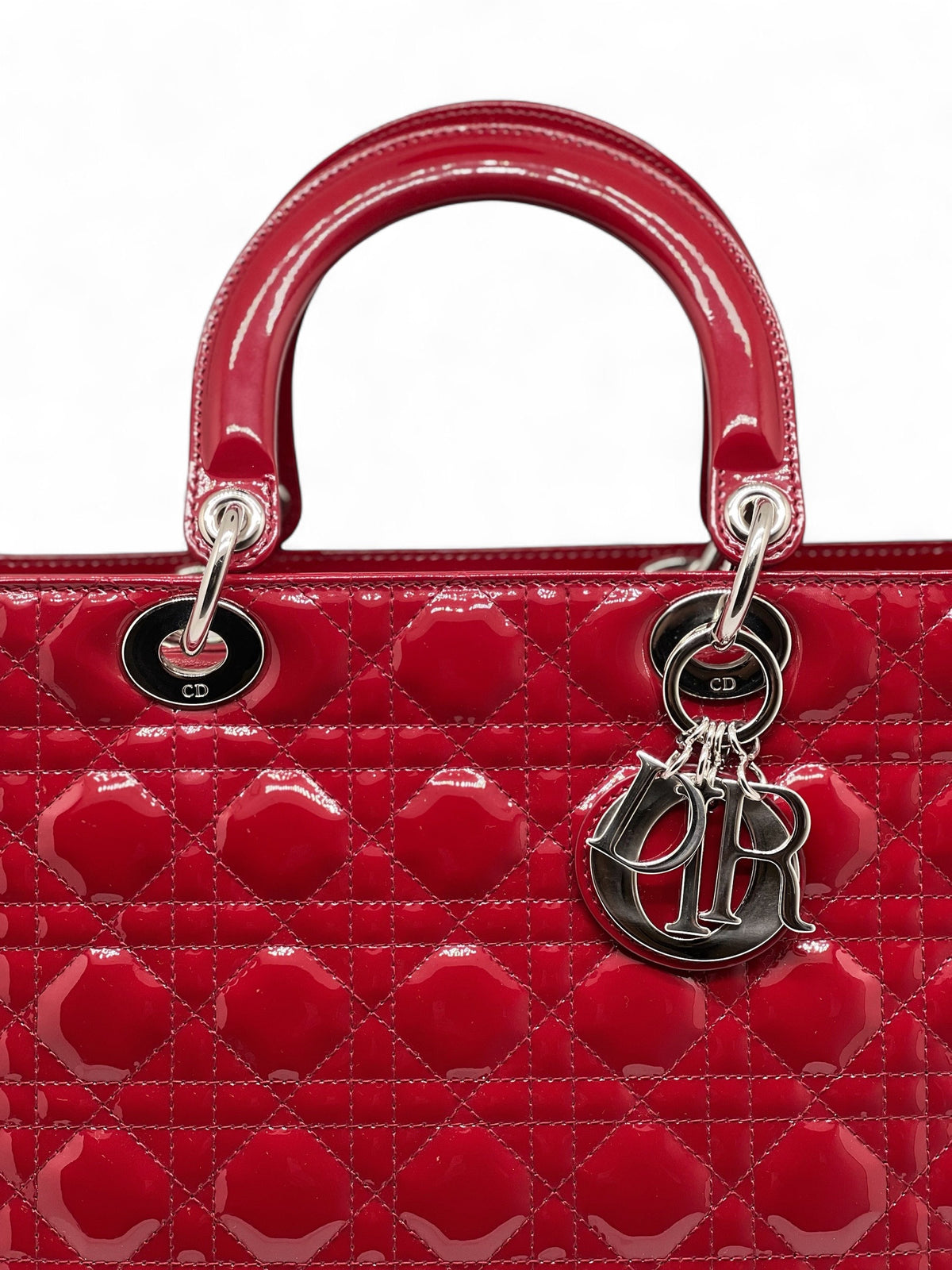 Christian Dior - Borsa Lady Dior Large rossa verniciata