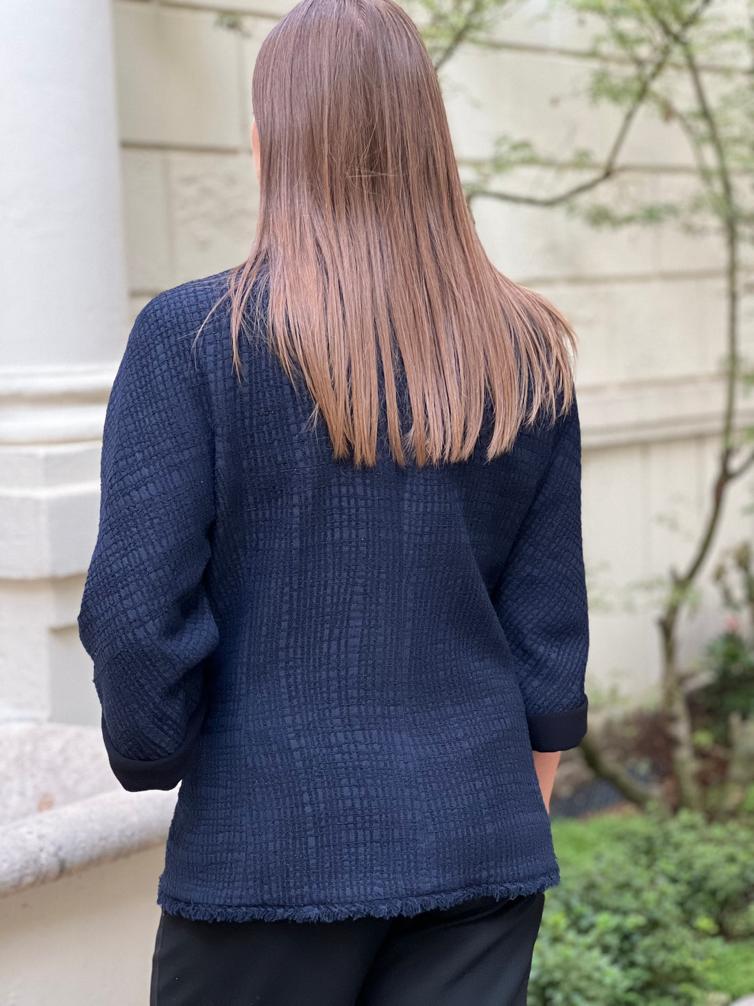 Chanel - Veste en tweed bleu marine T44