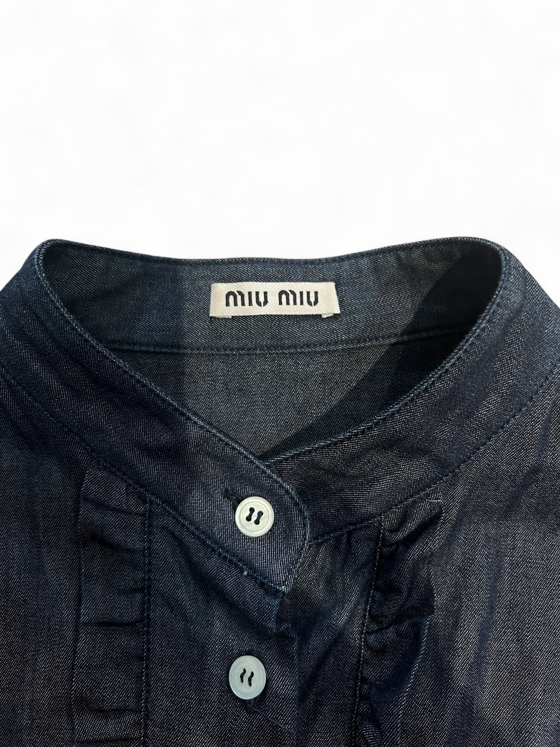 Miu Miu - Camicia con volant Miu Miu in cotone blu