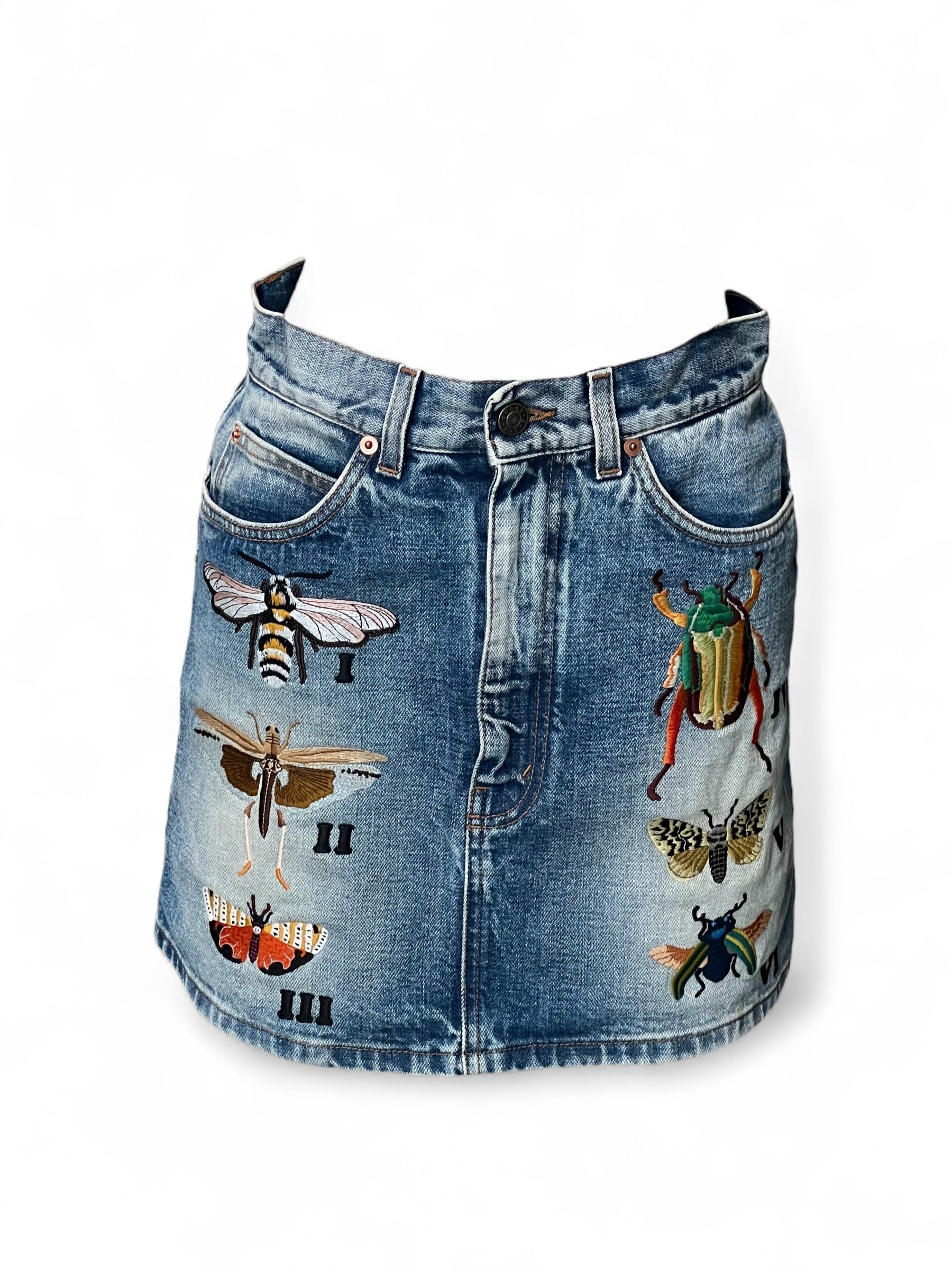 Gucci - Mini jupe brodée Bleu clair T36