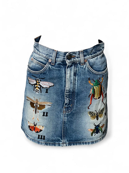 Gucci - Mini jupe brodée Bleu clair T36