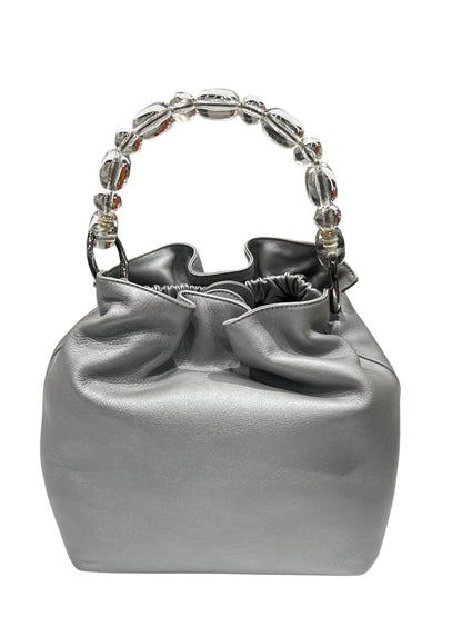 Christian Dior - sac seau pearl cuir gris argenté