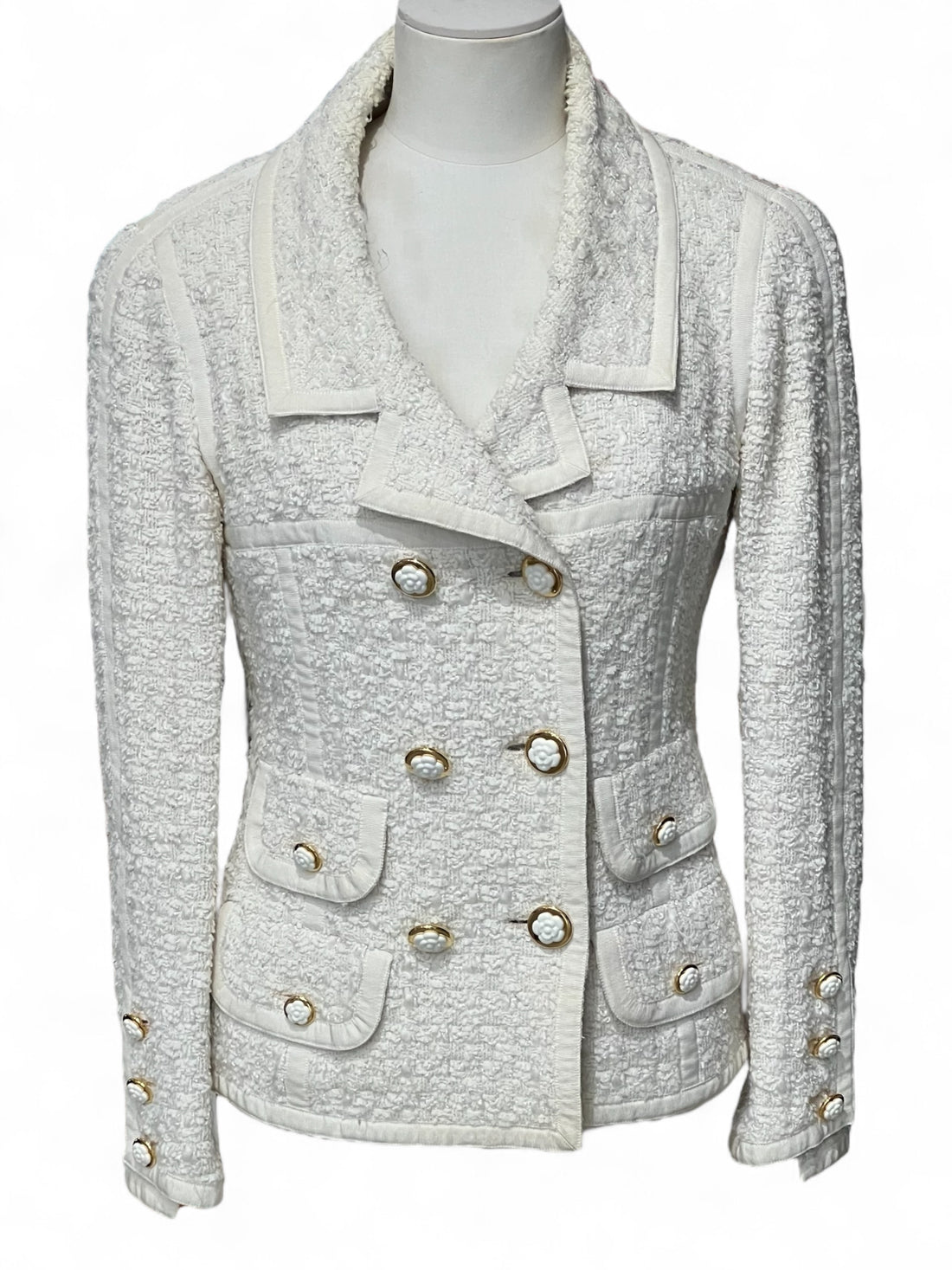 Chanel - Veste blanche en tweed T34