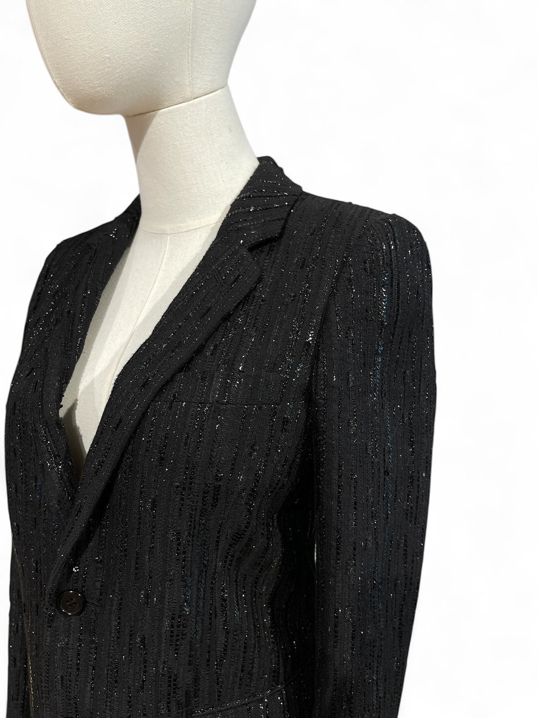 Saint Laurent - Blazer noir à sequins T36
