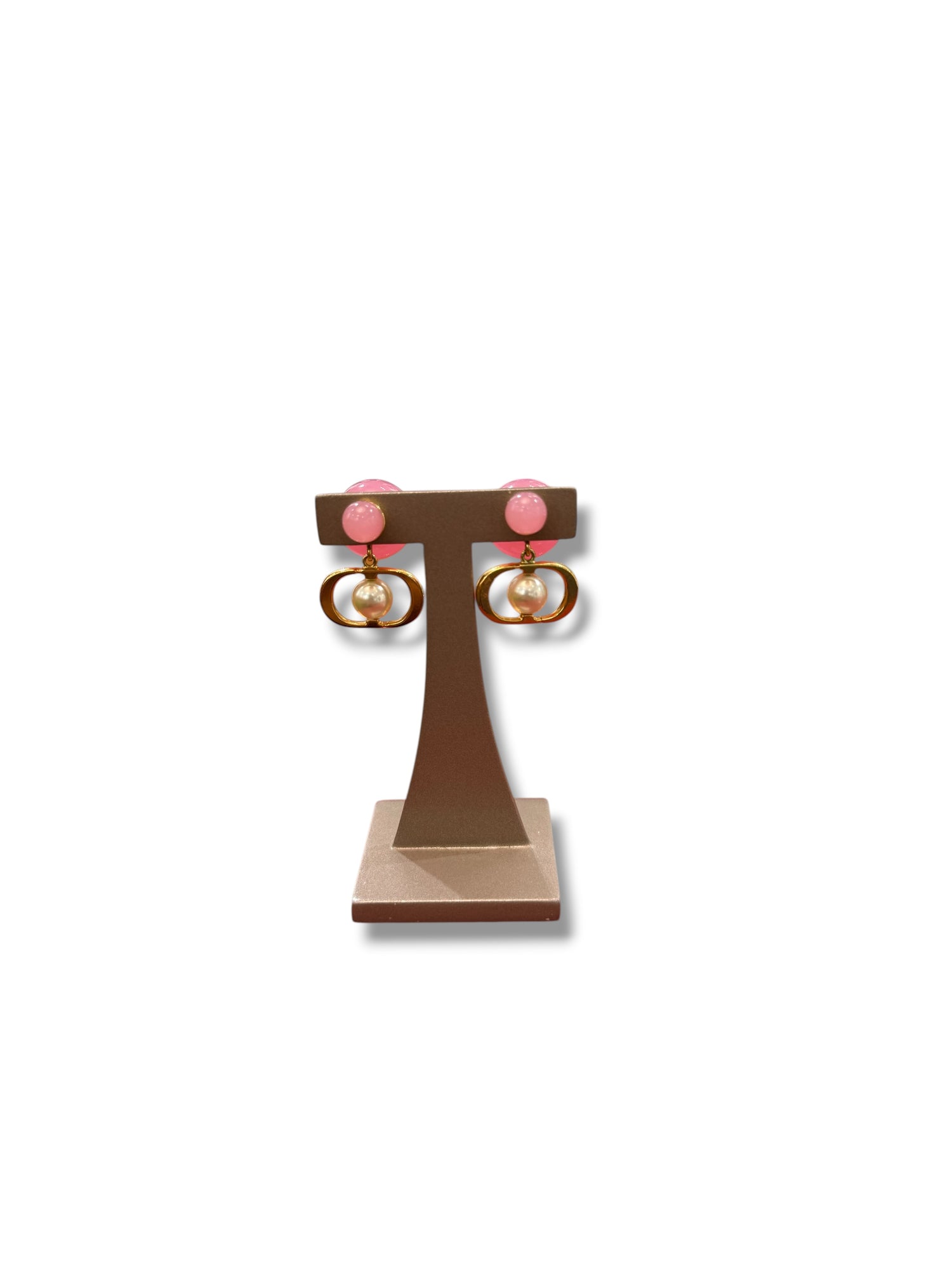 Dior - Boucles d’oreilles Tribales CD perles rose